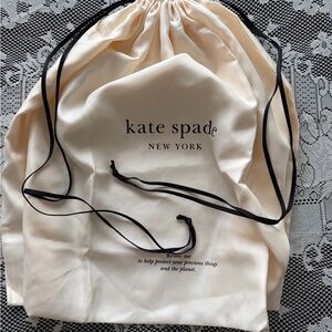 kate spade Cream Drawstring Dust Bag with Black Ties